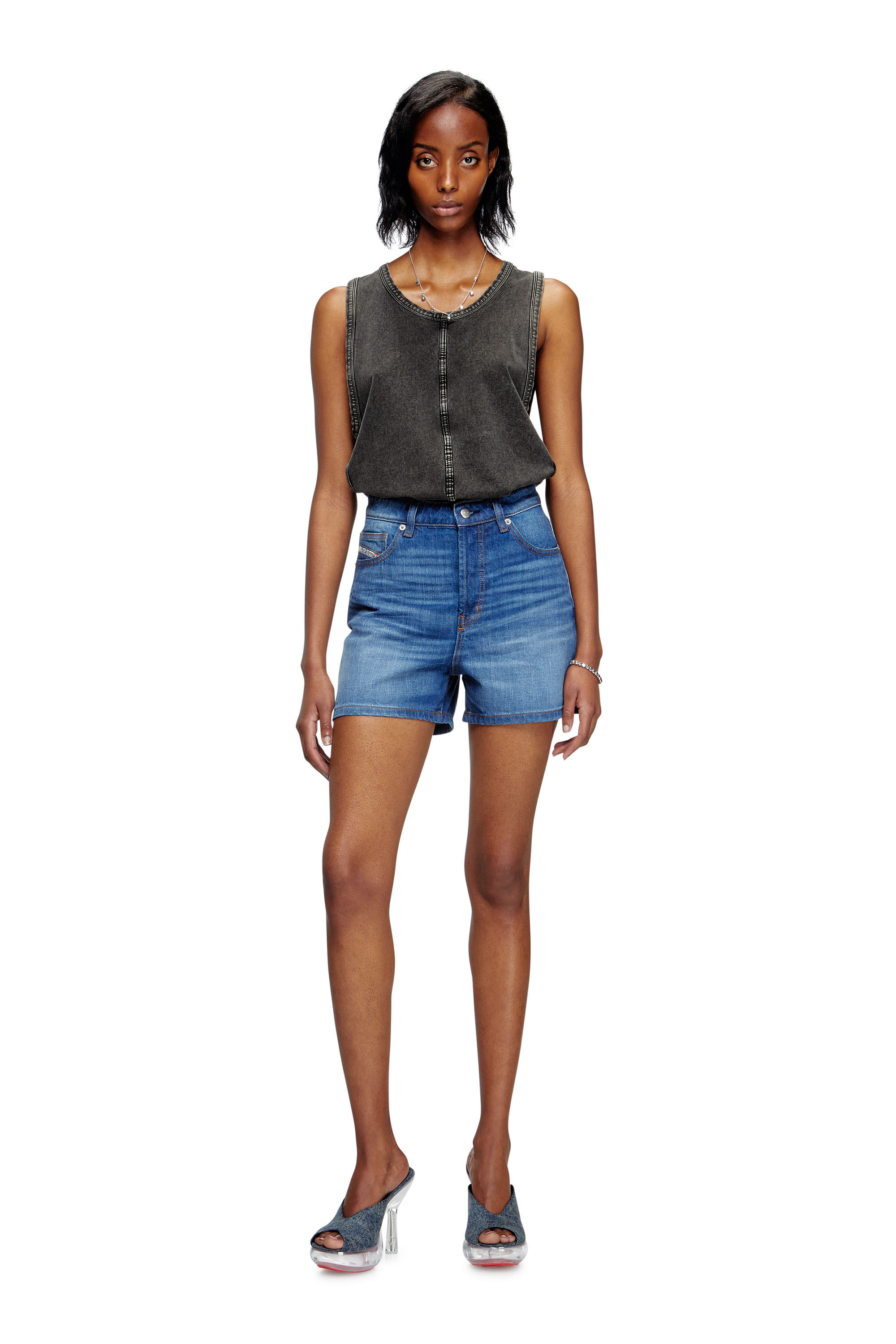 Diesel - DE-JIRO, Damen Shorts aus Denim in Mittelblau - 1