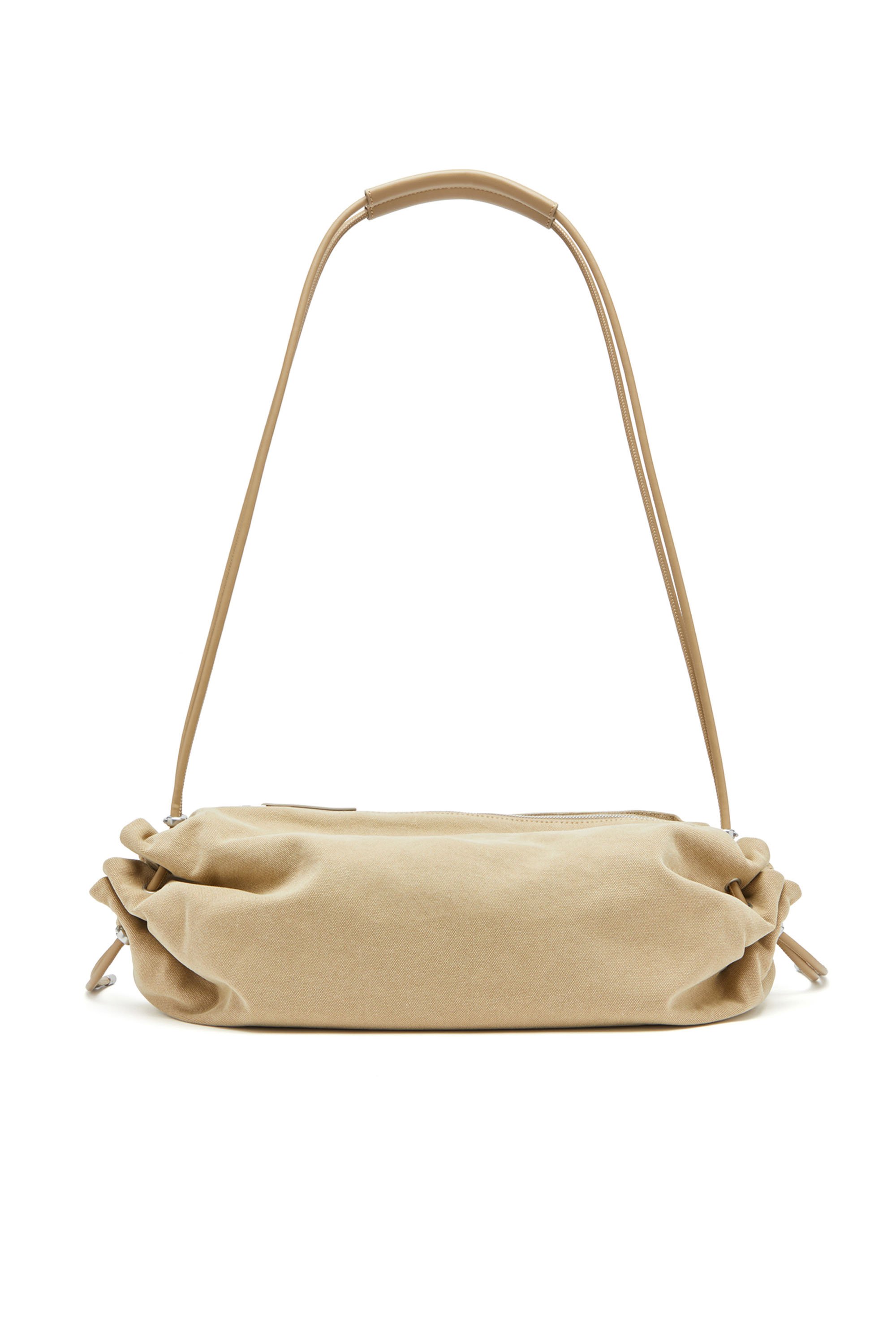 Diesel - SCRUNCH-D CROSSBODY L, Woman's Scrunch-D L-Scrunched duffle bag in treated canvas in Beige - 3