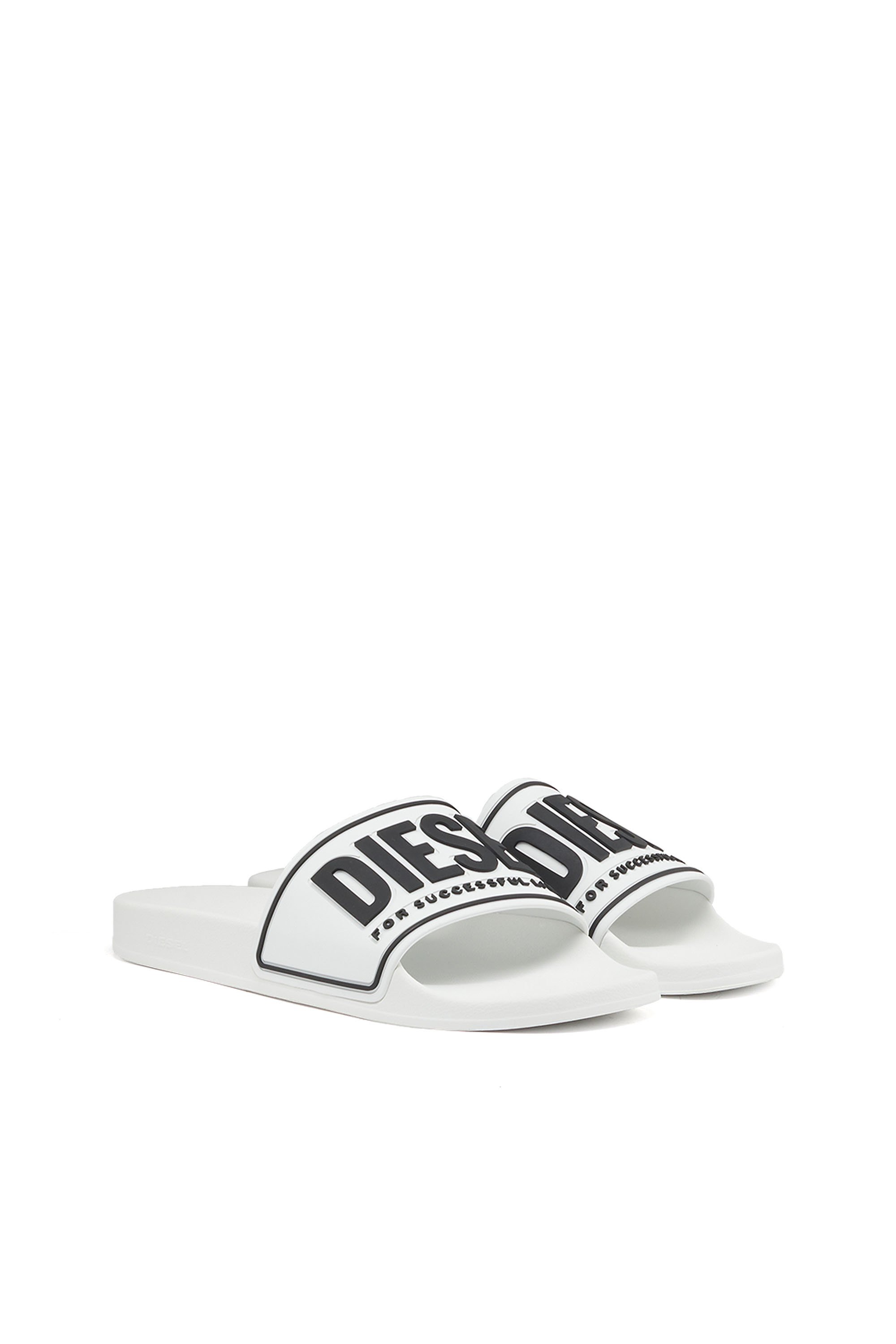 Diesel - SA-MAYEMI CC, Herren Sa-Mayemi-Badeschlappen mit 3D-Logo in Weiss/Schwarz - 2